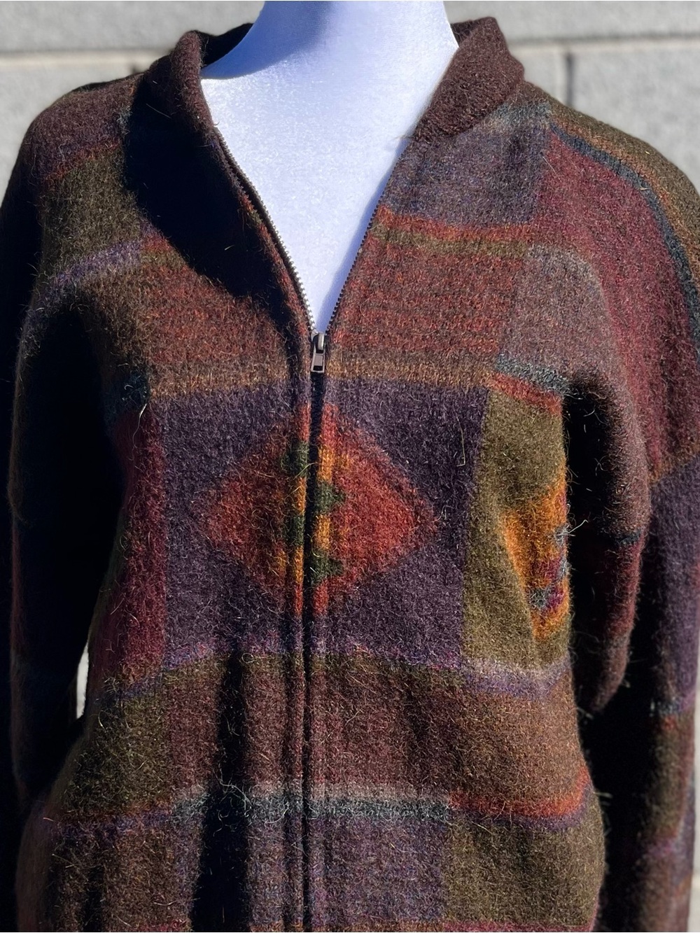 Vintage Peruvian Connection 100% Alpaca Aztec Cardigan Jacket